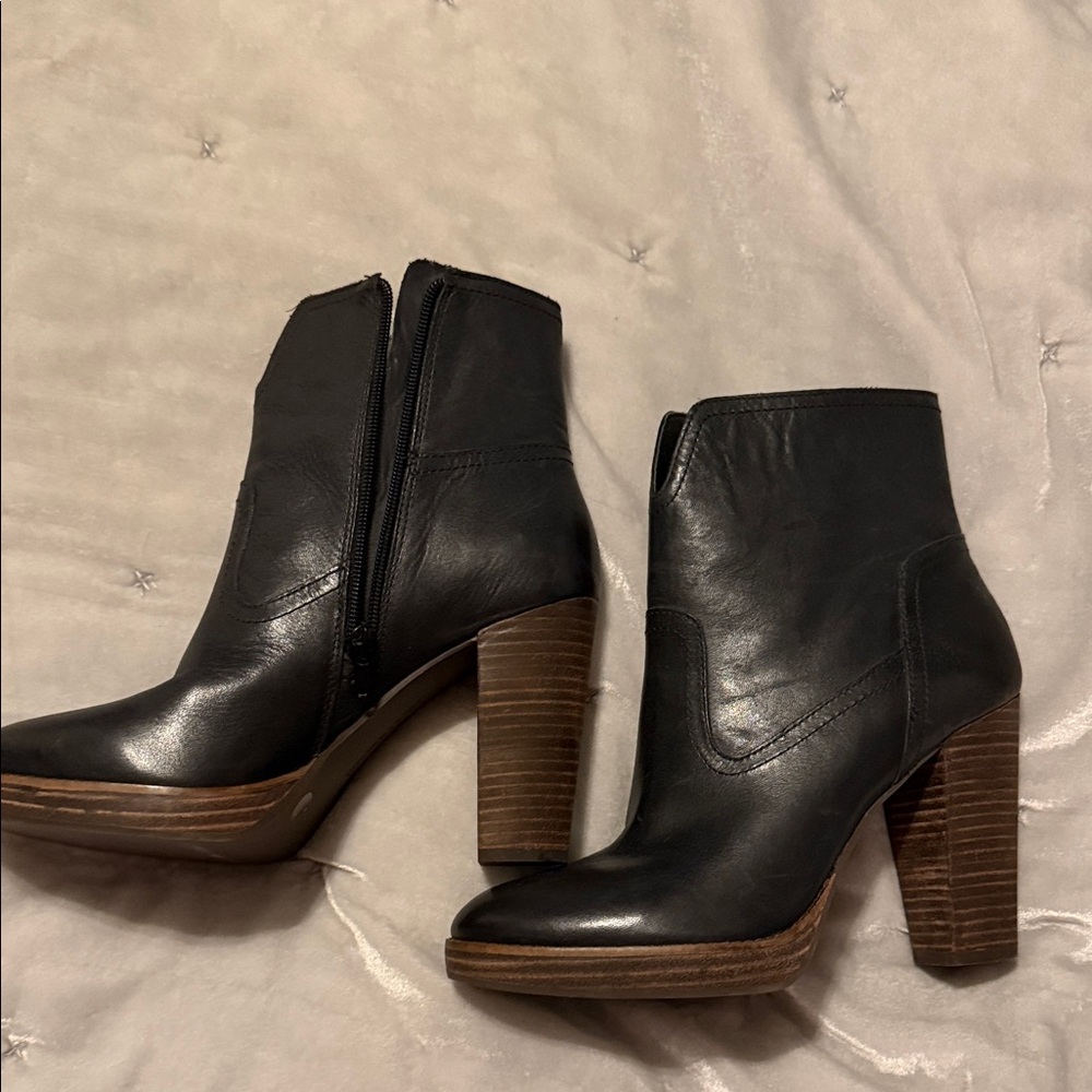 Lucky Brand Black and Brown Heeled Boots - Picture 2 of 4